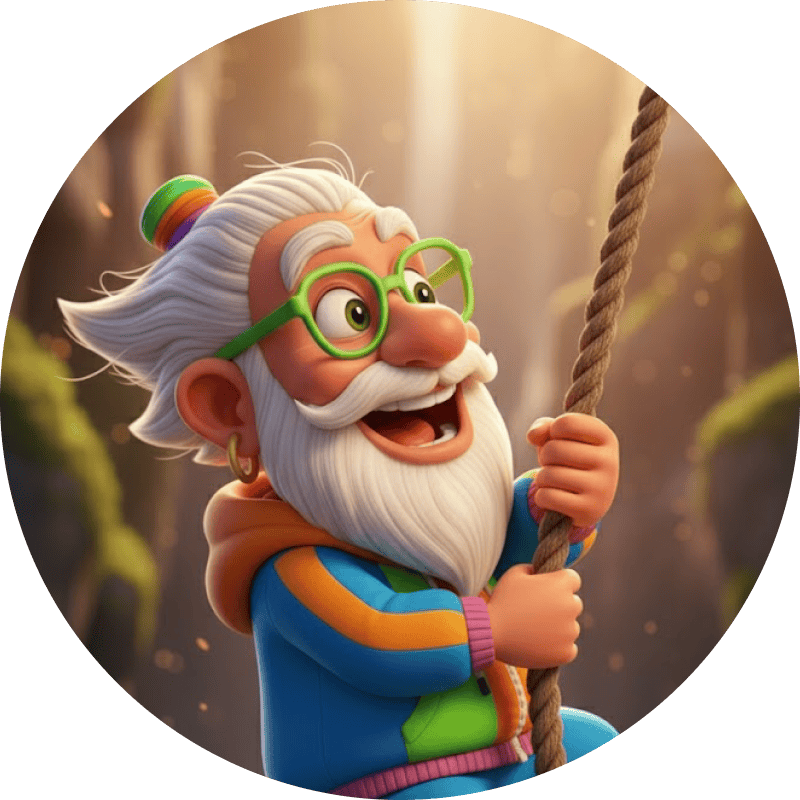 Udi Baba in a neon tracksuit with a spiky ponytail